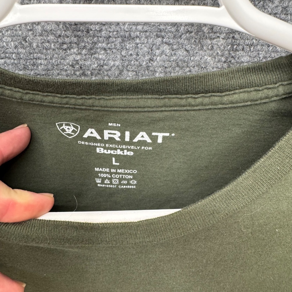Mens Ariat T Shirt green size large longhorn short sleeve - Picture 4 of 5